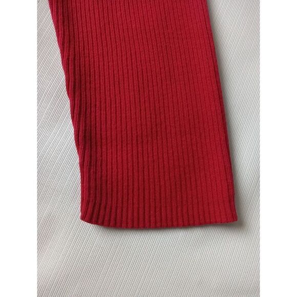 Loft Ann Taylor Red Tight Knit Ribbed Long Sleeve Pullover Sweater Women's Large - Picture 5 of 12